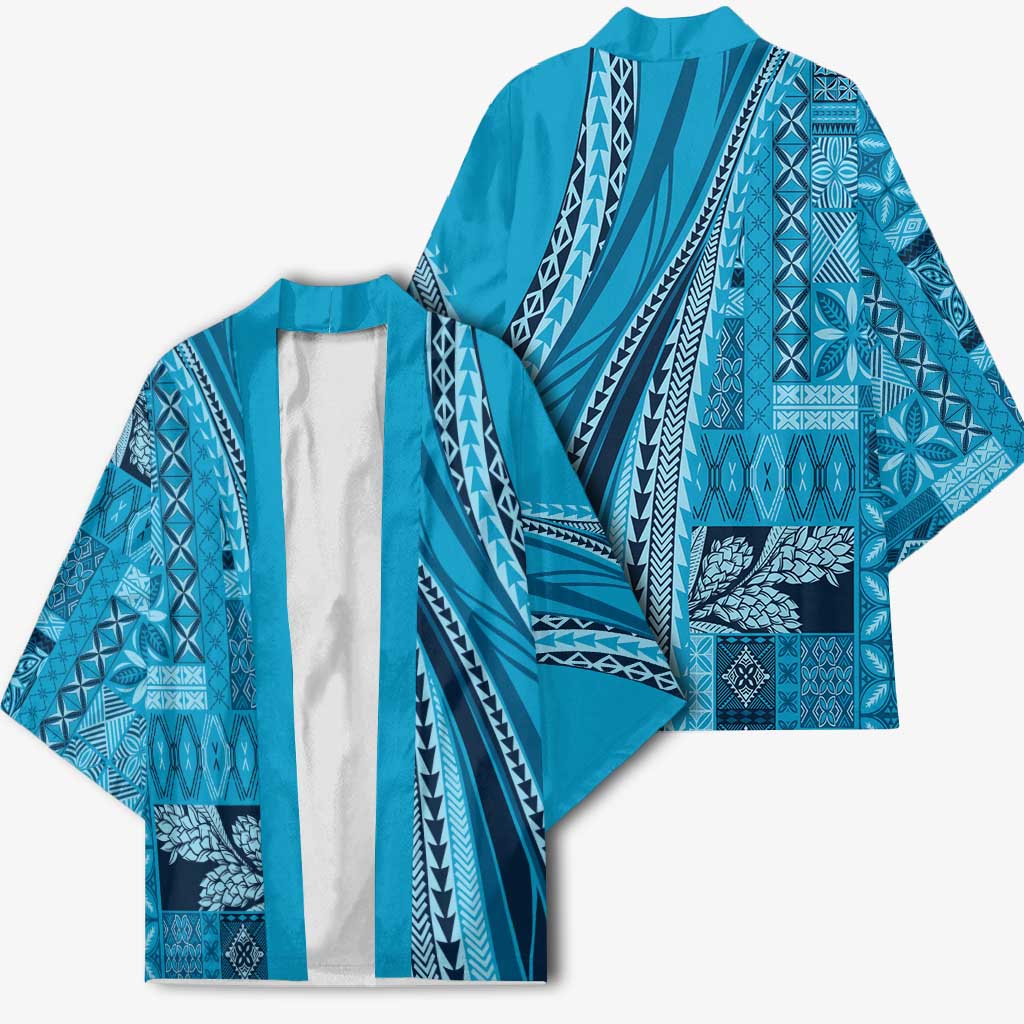 Pasifika Women's Day - Samoa Siapo Malu Tattoo Inspired Kimono Turquoise