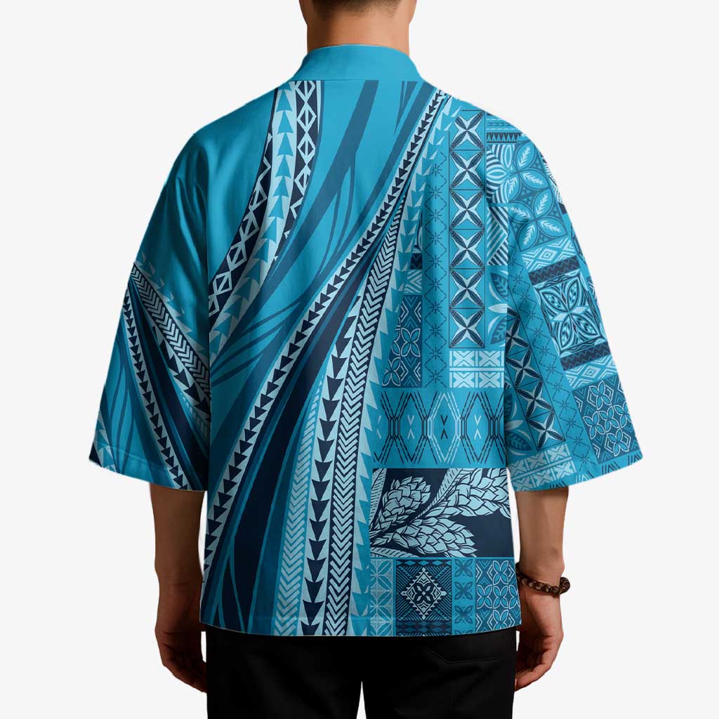 Pasifika Women's Day - Samoa Siapo Malu Tattoo Inspired Kimono Turquoise