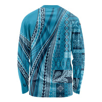 Pasifika Women's Day - Samoa Siapo Malu Tattoo Inspired Long Sleeve Shirt Turquoise