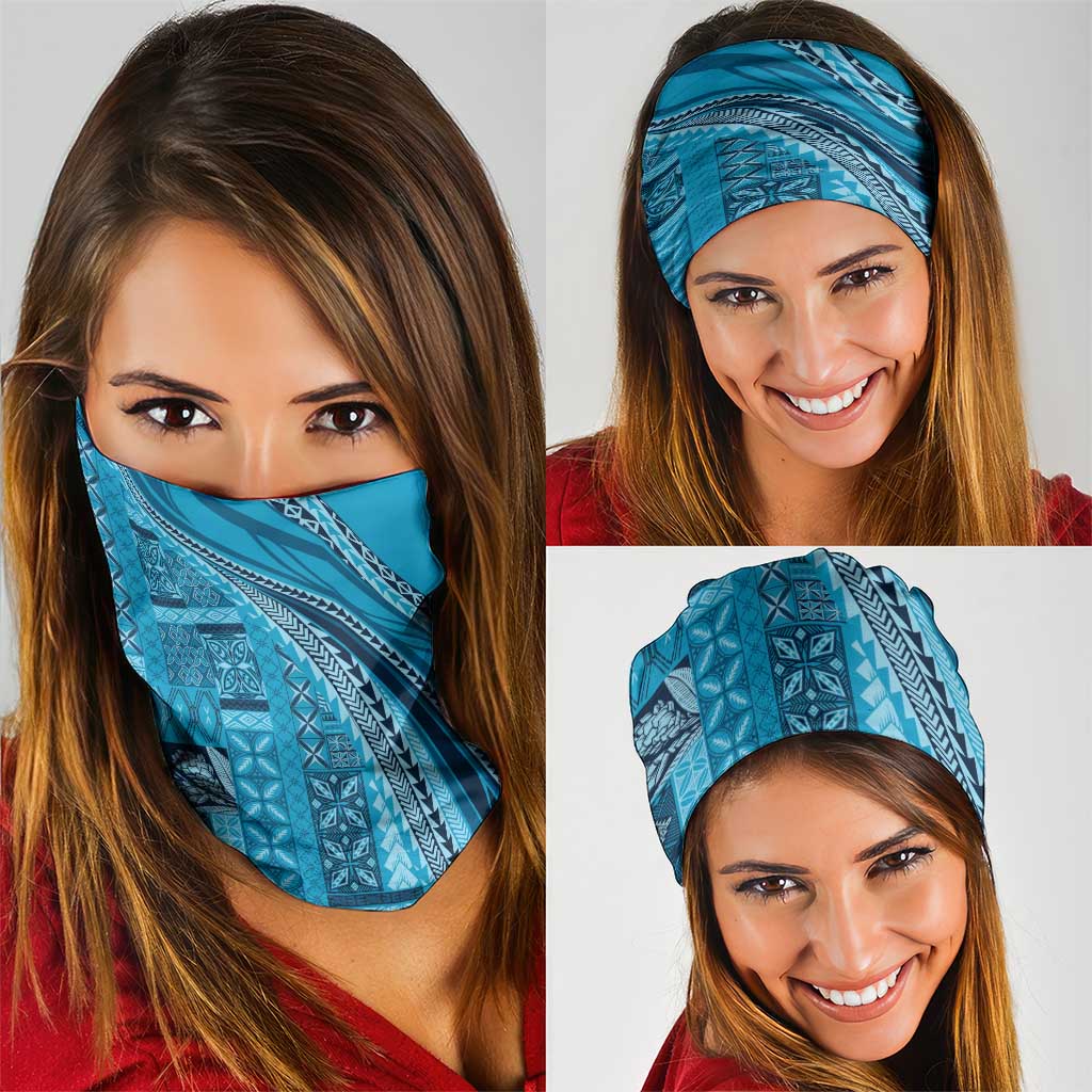 Pasifika Women's Day - Samoa Siapo Malu Tattoo Inspired Neck Gaiter Turquoise LT7 - Polynesian Pride