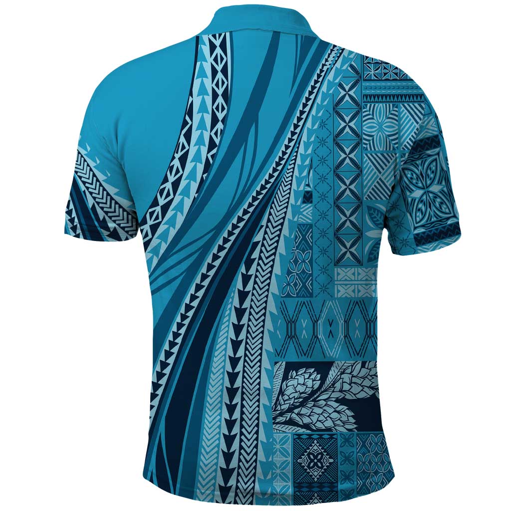 Pasifika Women's Day - Samoa Siapo Malu Tattoo Inspired Polo Shirt Turquoise