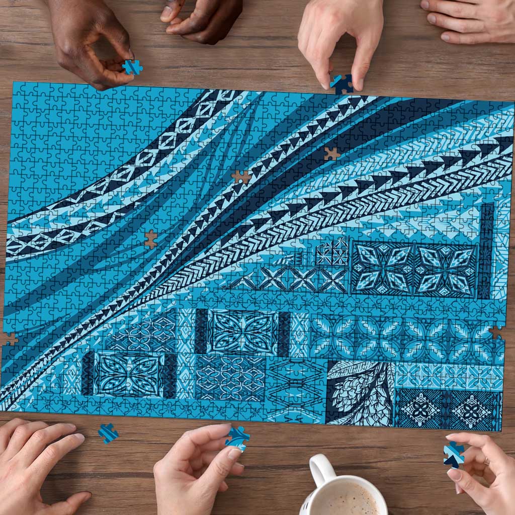 Pasifika Women's Day - Samoa Siapo Malu Tattoo Inspired Puzzle Turquoise