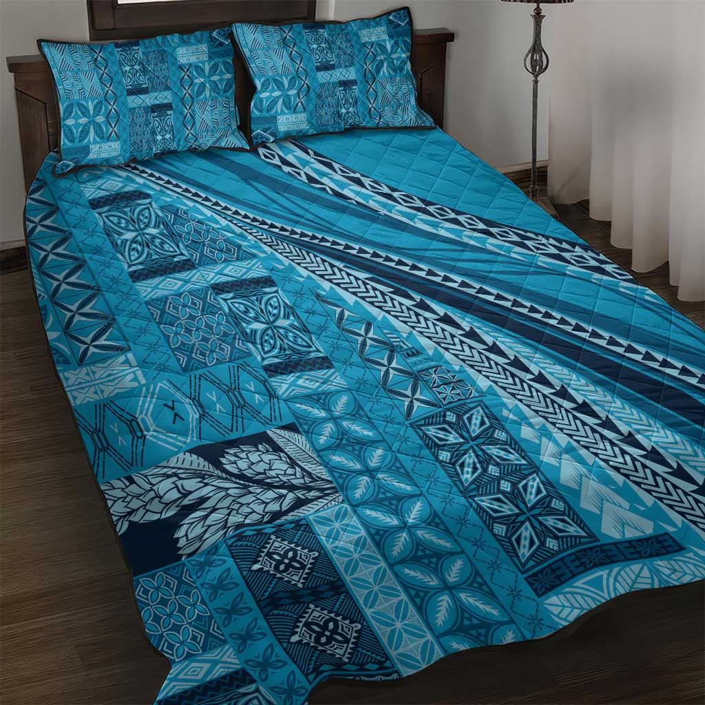 Pasifika Women's Day - Samoa Siapo Malu Tattoo Inspired Quilt Bed Set Turquoise