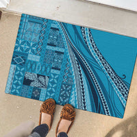 Pasifika Women's Day - Samoa Siapo Malu Tattoo Inspired Rubber Doormat Turquoise