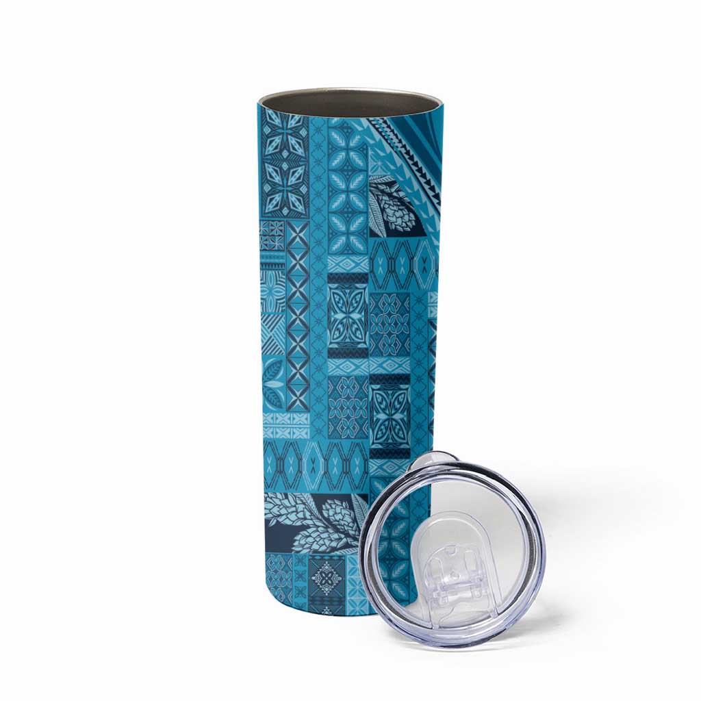 Pasifika Women's Day - Samoa Siapo Malu Tattoo Inspired Skinny Tumbler Turquoise