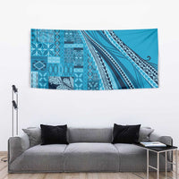 Pasifika Women's Day - Samoa Siapo Malu Tattoo Inspired Tapestry Turquoise