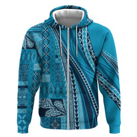 Pasifika Women's Day - Samoa Siapo Malu Tattoo Inspired Zip Hoodie Turquoise LT7 Zip Hoodie Turquoise - Polynesian Pride
