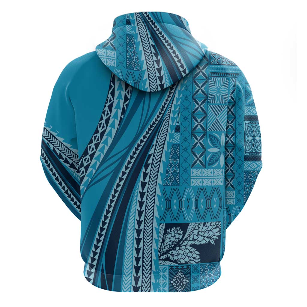 Pasifika Women's Day - Samoa Siapo Malu Tattoo Inspired Zip Hoodie Turquoise LT7 - Polynesian Pride