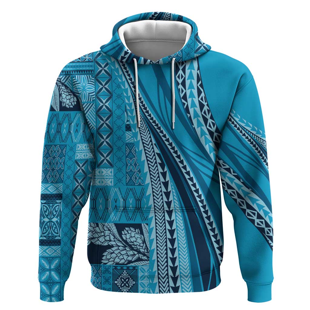 Pasifika Women's Day - Samoa Siapo Malu Tattoo Inspired Zip Hoodie Turquoise LT7 Pullover Hoodie Turquoise - Polynesian Pride