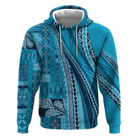 Pasifika Women's Day - Samoa Siapo Malu Tattoo Inspired Zip Hoodie Turquoise LT7 Pullover Hoodie Turquoise - Polynesian Pride