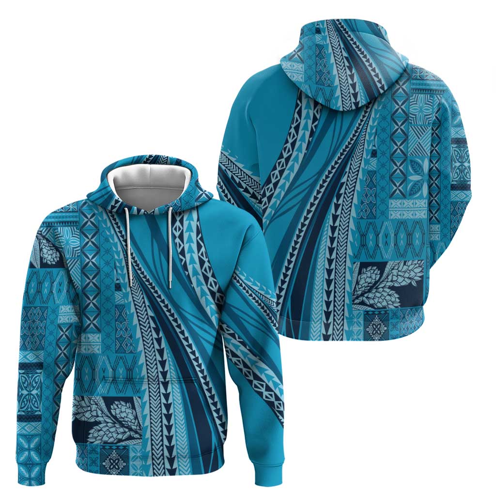 Pasifika Women's Day - Samoa Siapo Malu Tattoo Inspired Zip Hoodie Turquoise LT7 - Polynesian Pride