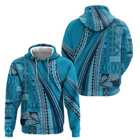 Pasifika Women's Day - Samoa Siapo Malu Tattoo Inspired Zip Hoodie Turquoise LT7 - Polynesian Pride