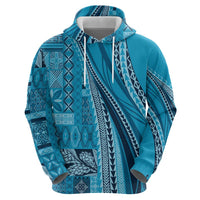 Pasifika Women's Day - Samoa Siapo Malu Tattoo Inspired Zip Hoodie Turquoise LT7 - Polynesian Pride