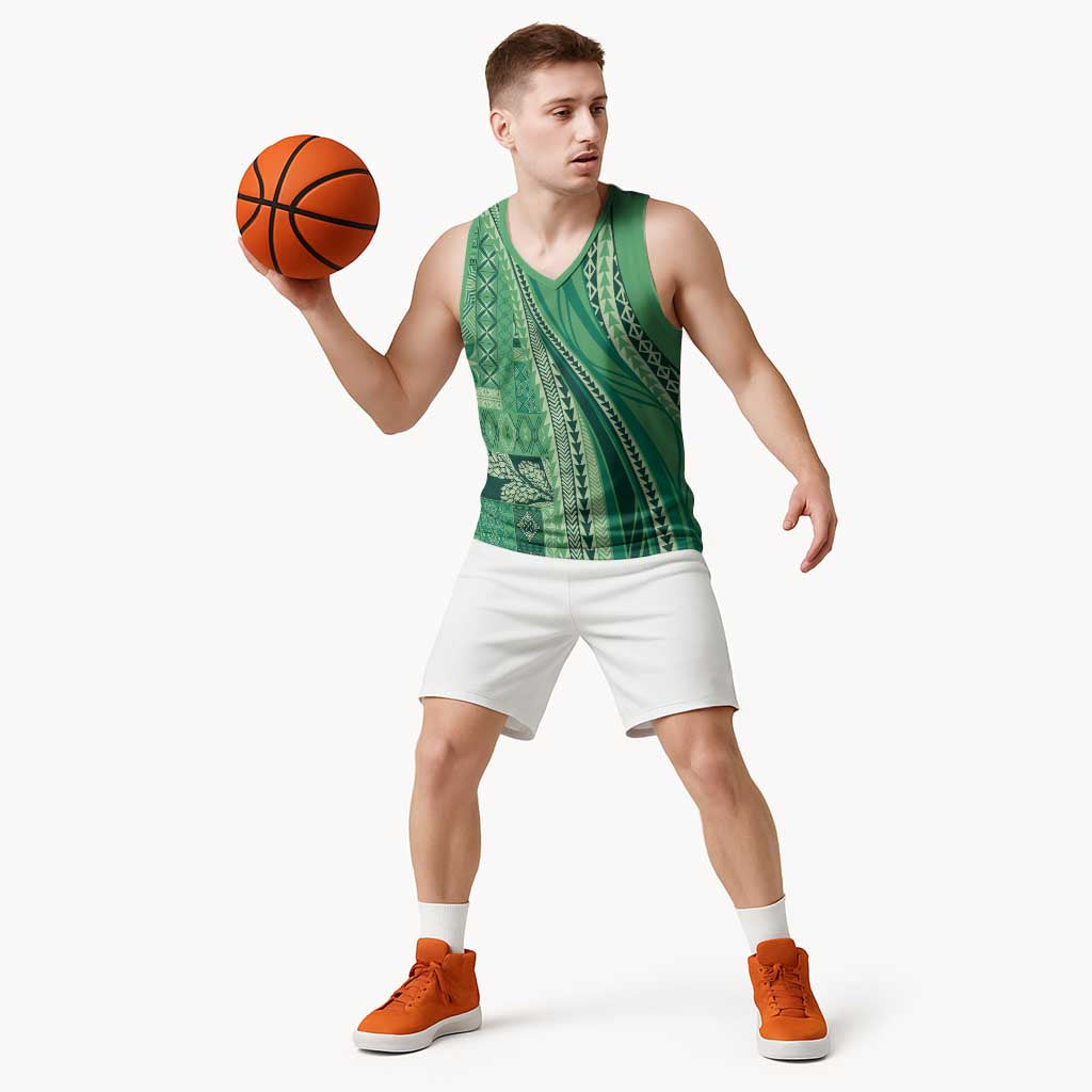 Pasifika Women's Day - Samoa Siapo Malu Tattoo Inspired Basketball Jersey Jade