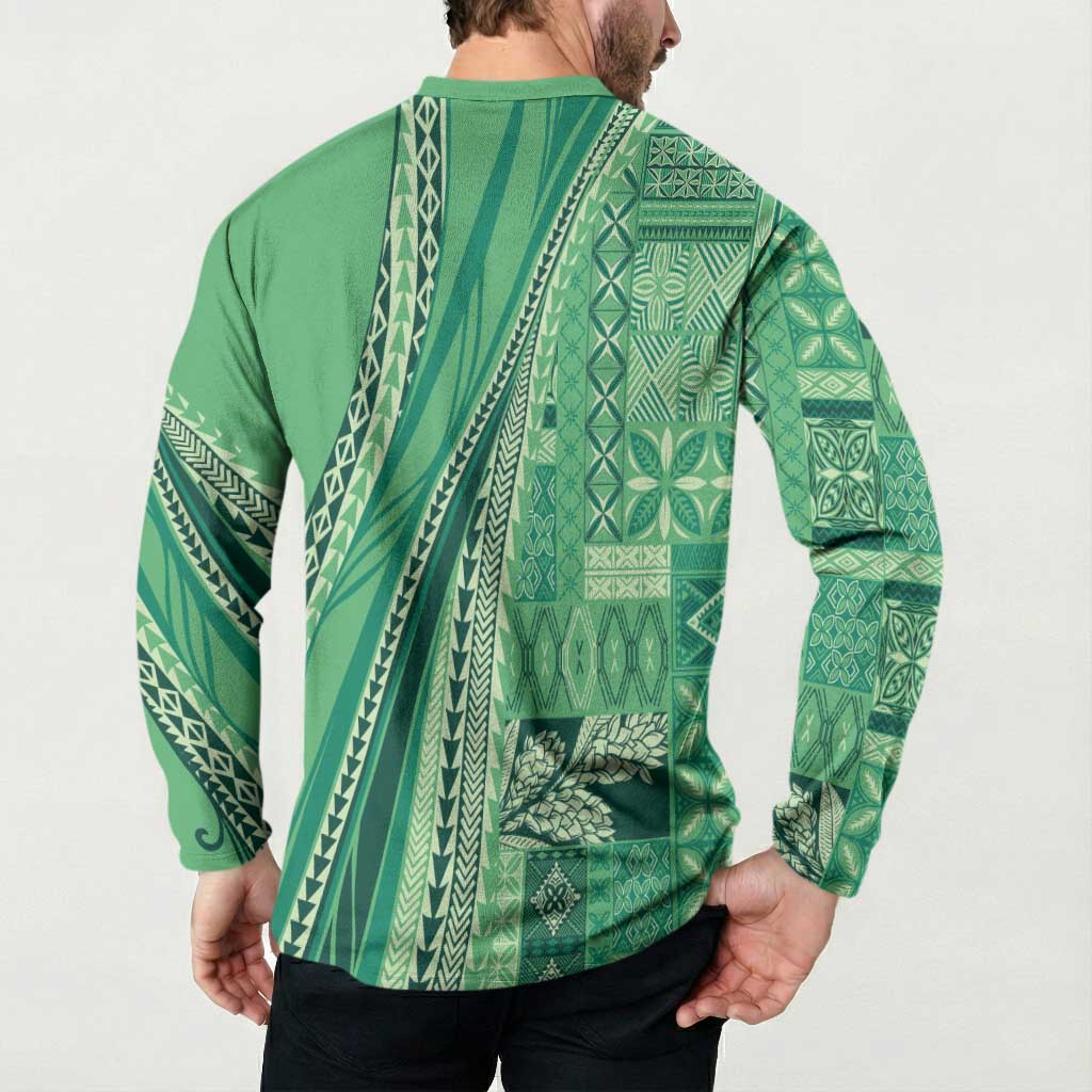 Pasifika Women's Day - Samoa Siapo Malu Tattoo Inspired Button Sweatshirt Jade