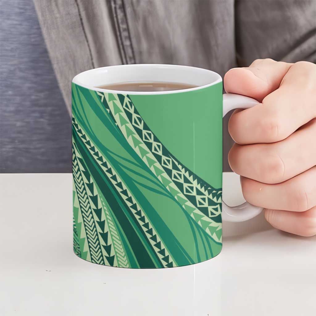 Pasifika Women's Day - Samoa Siapo Malu Tattoo Inspired Ceramic Mug Jade