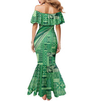 Pasifika Women's Day - Samoa Siapo Malu Tattoo Inspired Family Matching Mermaid Dress and Hawaiian Shirt Jade LT7 - Polynesian Pride