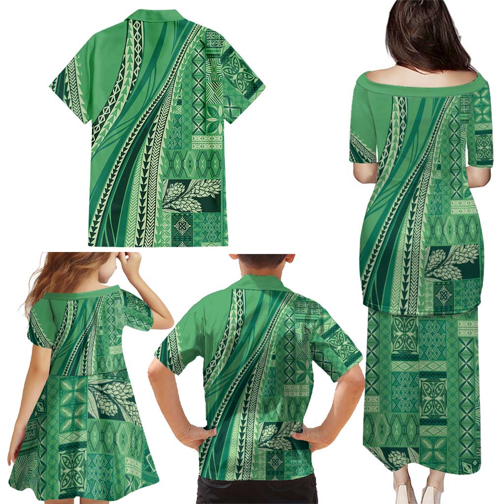 Pasifika Women's Day - Samoa Siapo Malu Tattoo Inspired Family Matching Puletasi and Hawaiian Shirt Jade LT7 - Polynesian Pride