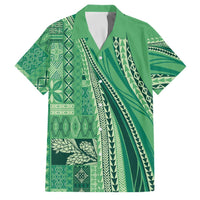 Pasifika Women's Day - Samoa Siapo Malu Tattoo Inspired Family Matching Puletasi and Hawaiian Shirt Jade LT7 Dad's Shirt - Short Sleeve Jade - Polynesian Pride