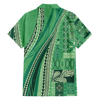 Pasifika Women's Day - Samoa Siapo Malu Tattoo Inspired Family Matching Short Sleeve Bodycon Dress and Hawaiian Shirt Jade LT7 - Polynesian Pride