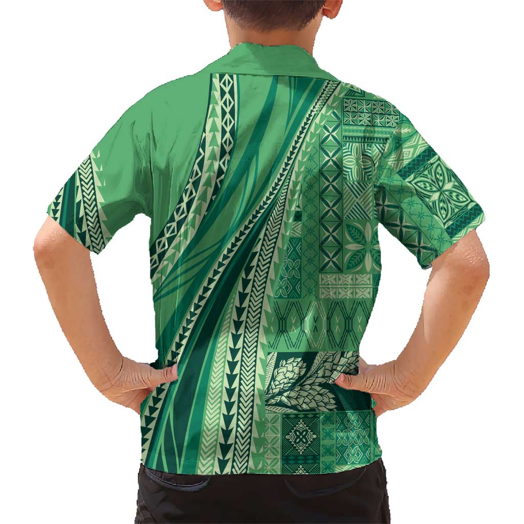 Pasifika Women's Day - Samoa Siapo Malu Tattoo Inspired Family Matching Tank Maxi Dress and Hawaiian Shirt Jade LT7 - Polynesian Pride