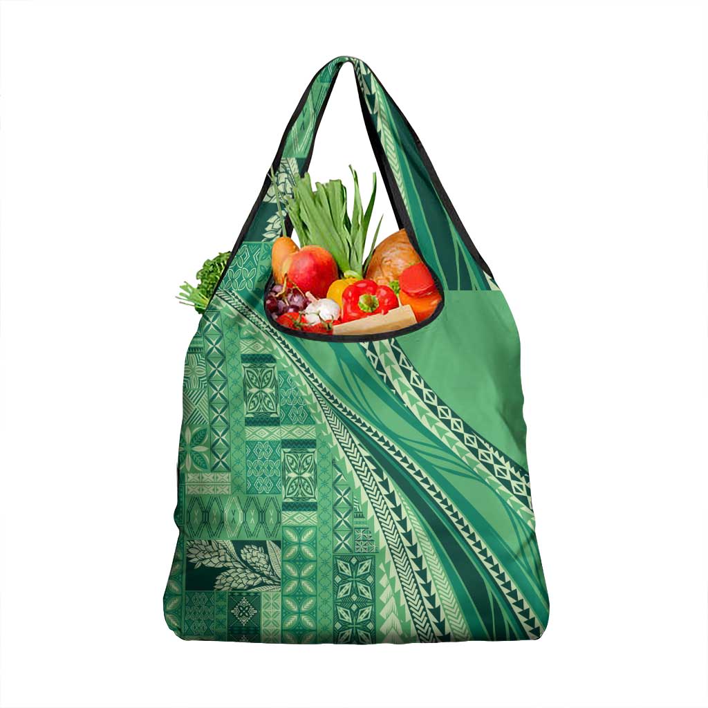 Pasifika Women's Day - Samoa Siapo Malu Tattoo Inspired Grocery Bag Jade
