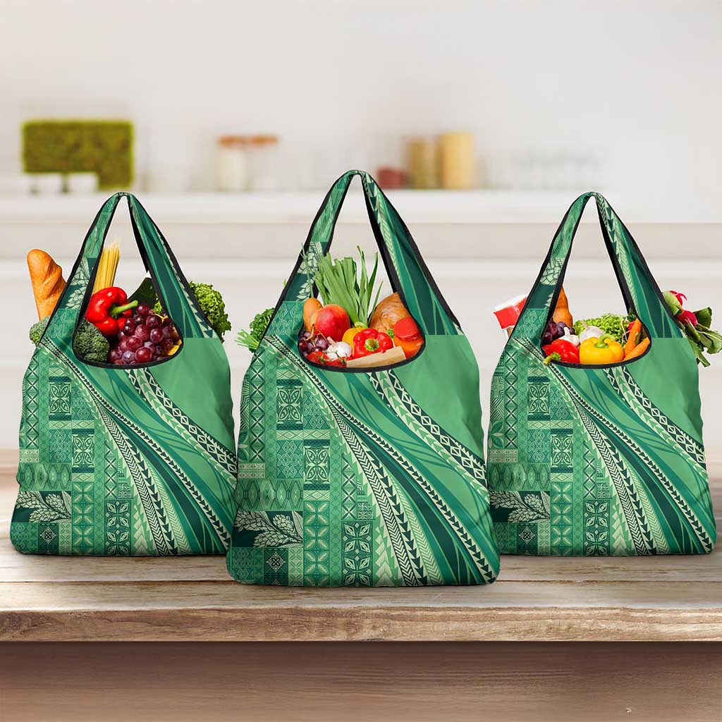 Pasifika Women's Day - Samoa Siapo Malu Tattoo Inspired Grocery Bag Jade
