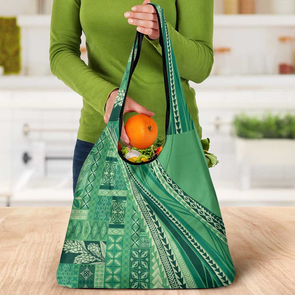 Pasifika Women's Day - Samoa Siapo Malu Tattoo Inspired Grocery Bag Jade