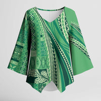 Pasifika Women's Day - Samoa Siapo Malu Tattoo Inspired Kimono Sleeve Blouse Jade