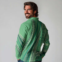 Pasifika Women's Day - Samoa Siapo Malu Tattoo Inspired Long Sleeve Polo Shirt Jade