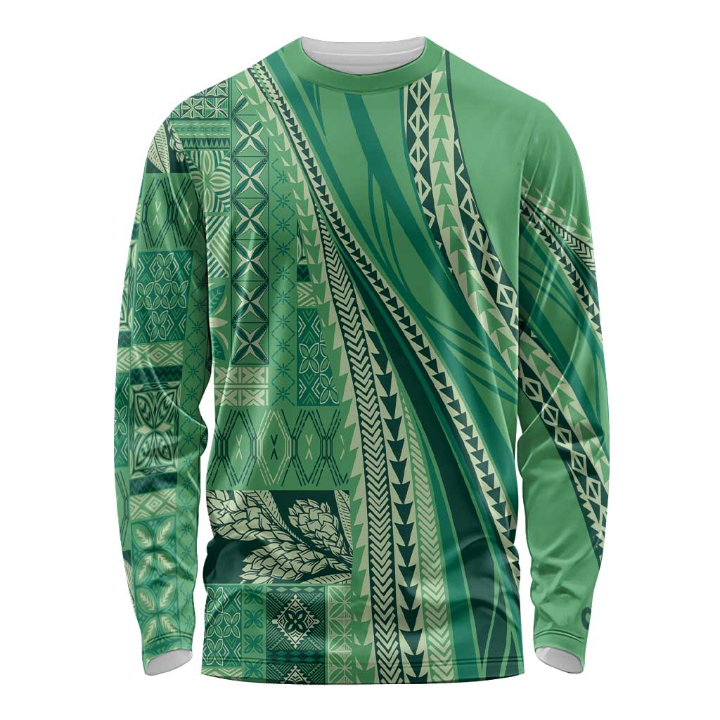 Pasifika Women's Day - Samoa Siapo Malu Tattoo Inspired Long Sleeve Shirt Jade