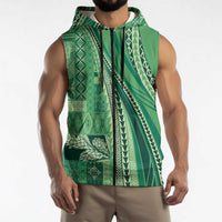 Pasifika Women's Day - Samoa Siapo Malu Tattoo Inspired Sleeveless Zip Hoodie Jade LT7 - Polynesian Pride