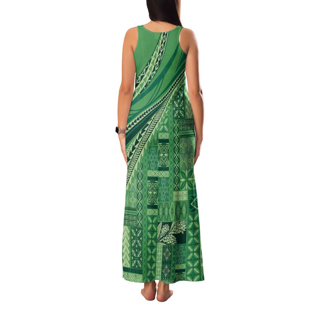Pasifika Women's Day - Samoa Siapo Malu Tattoo Inspired Tank Maxi Dress Jade