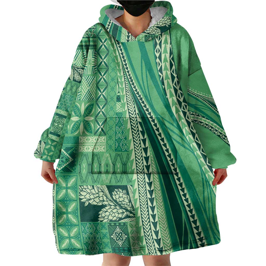 Pasifika Women's Day - Samoa Siapo Malu Tattoo Inspired Wearable Blanket Hoodie Jade LT7 - Polynesian Pride