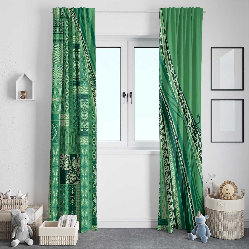 Pasifika Women's Day - Samoa Siapo Malu Tattoo Inspired Window Curtain Jade