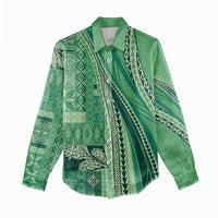 Pasifika Women's Day - Samoa Siapo Malu Tattoo Inspired Women Casual Shirt Jade