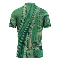 Pasifika Women's Day - Samoa Siapo Malu Tattoo Inspired Zipper Polo Shirt Jade
