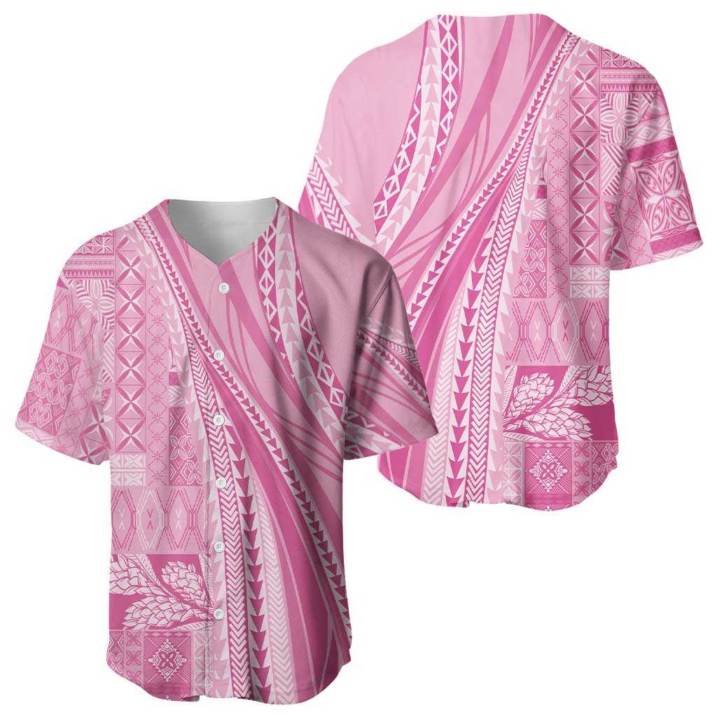 Pasifika Women's Day - Samoa Siapo Malu Tattoo Inspired Baseball Jersey Pink