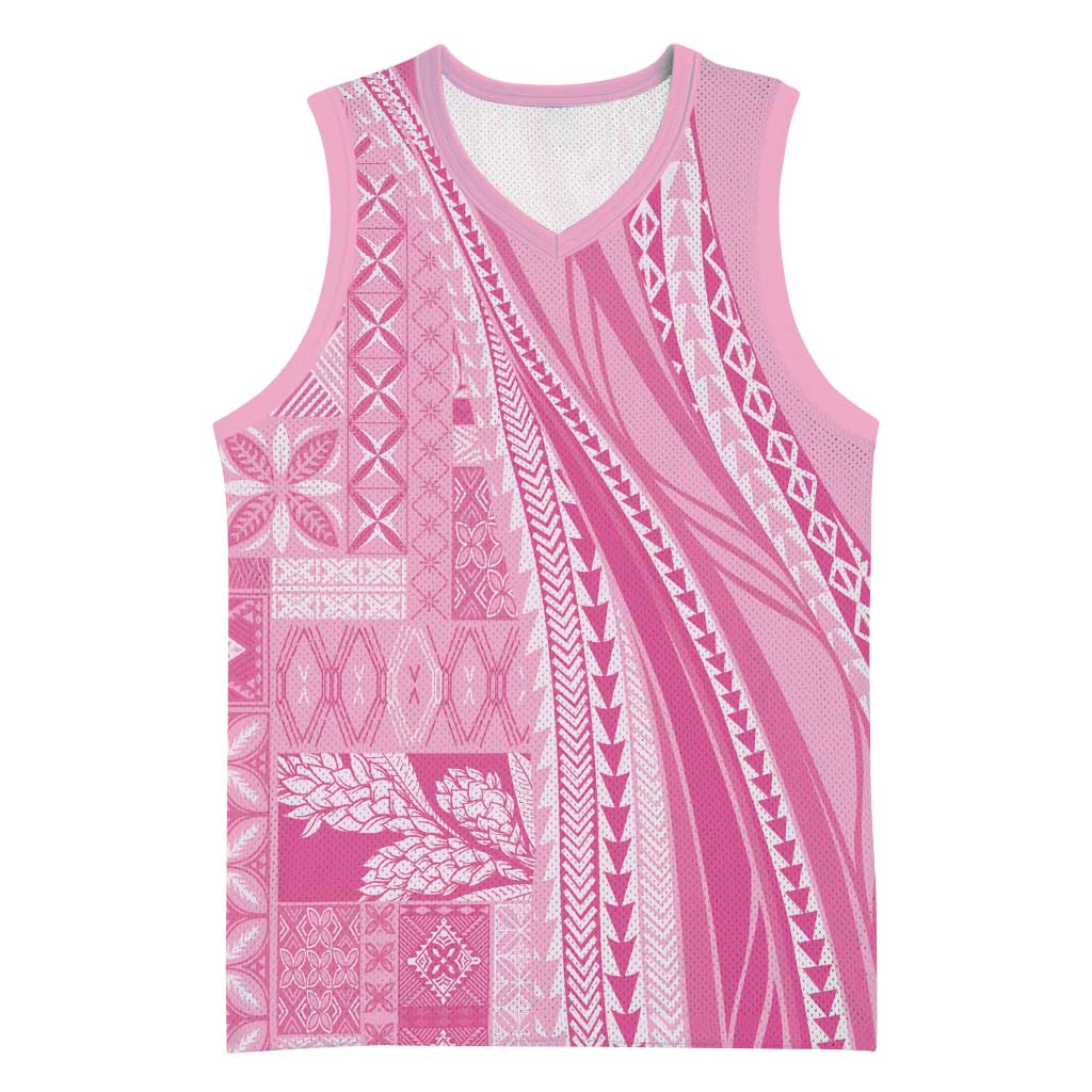 Pasifika Women's Day - Samoa Siapo Malu Tattoo Inspired Basketball Jersey Pink