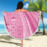 Pasifika Women's Day - Samoa Siapo Malu Tattoo Inspired Beach Blanket Pink