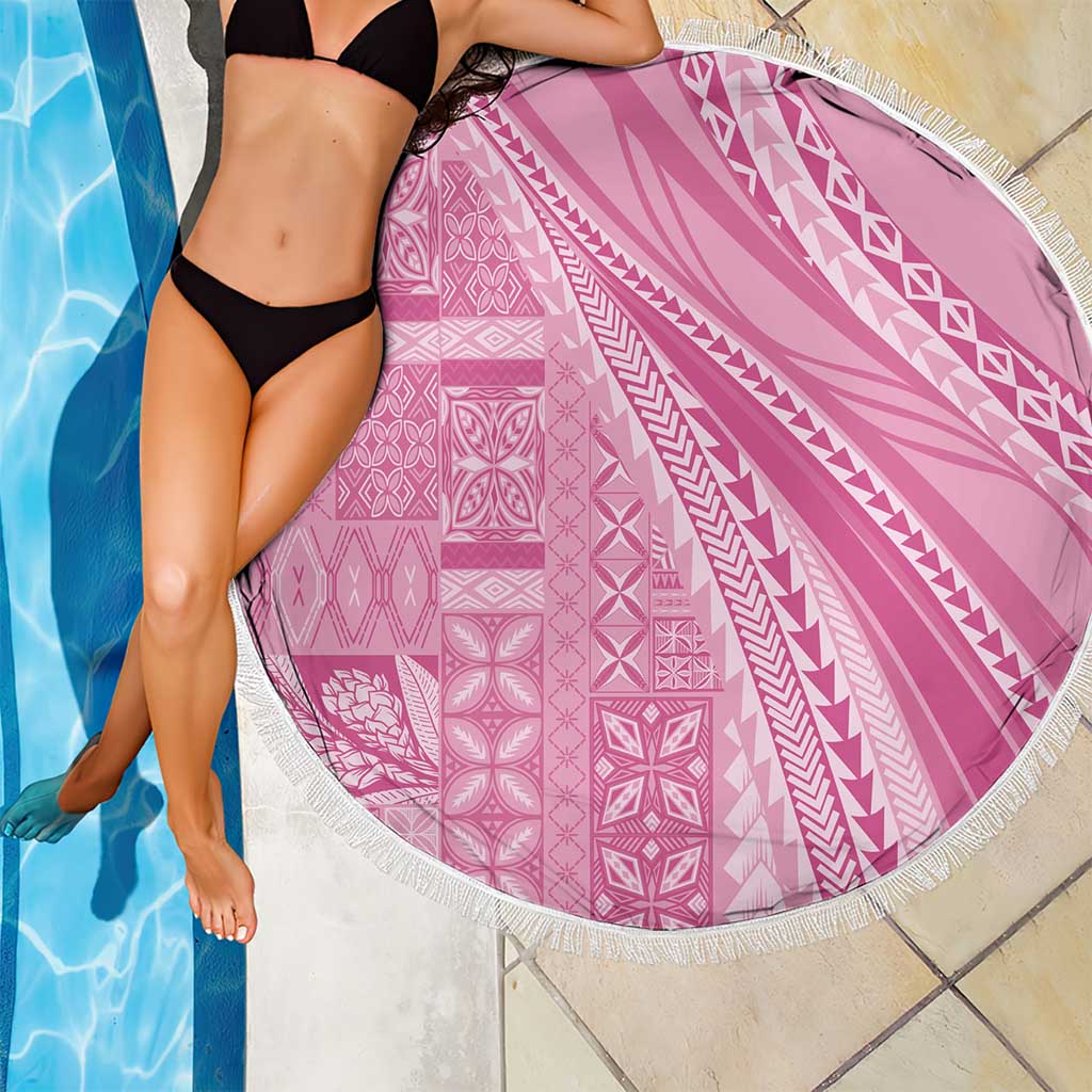 Pasifika Women's Day - Samoa Siapo Malu Tattoo Inspired Beach Blanket Pink