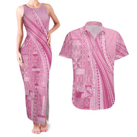 Pasifika Women's Day - Samoa Siapo Malu Tattoo Inspired Couples Matching Tank Maxi Dress and Hawaiian Shirt Pink LT7 Pink - Polynesian Pride
