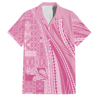 Pasifika Women's Day - Samoa Siapo Malu Tattoo Inspired Family Matching Off Shoulder Maxi Dress and Hawaiian Shirt Pink LT7 Dad's Shirt - Short Sleeve Pink - Polynesian Pride