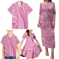 Pasifika Women's Day - Samoa Siapo Malu Tattoo Inspired Family Matching Puletasi and Hawaiian Shirt Pink LT7 - Polynesian Pride