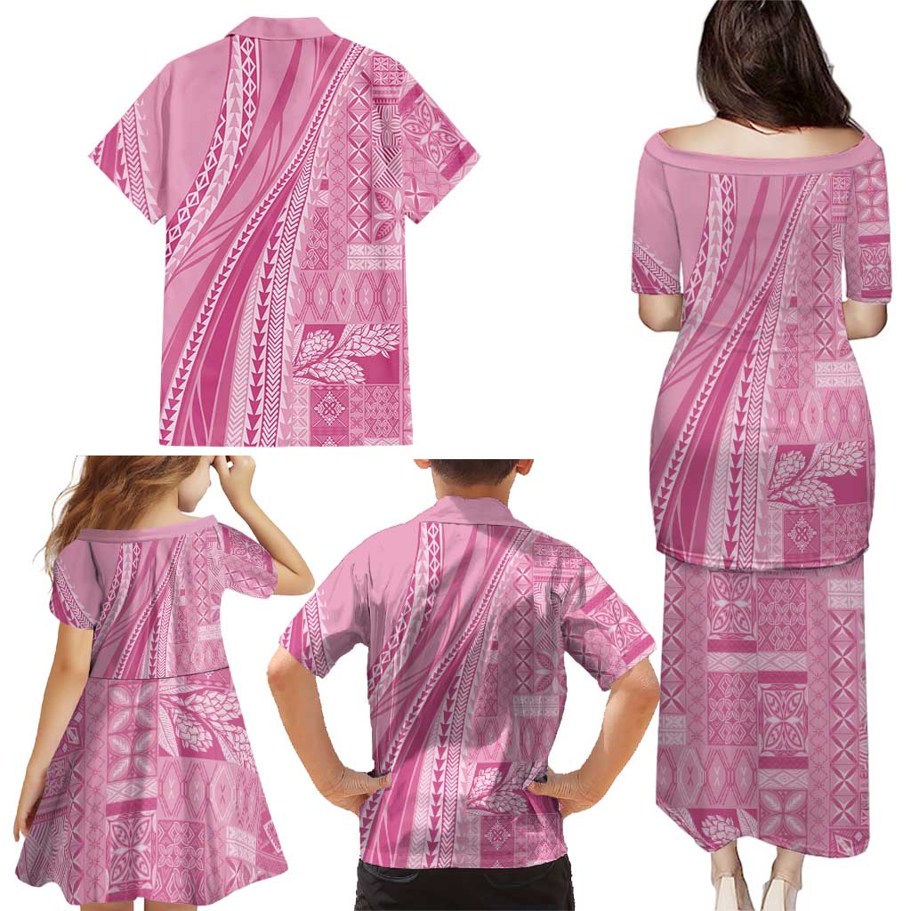 Pasifika Women's Day - Samoa Siapo Malu Tattoo Inspired Family Matching Puletasi and Hawaiian Shirt Pink LT7 - Polynesian Pride