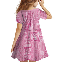 Pasifika Women's Day - Samoa Siapo Malu Tattoo Inspired Family Matching Short Sleeve Bodycon Dress and Hawaiian Shirt Pink LT7 - Polynesian Pride
