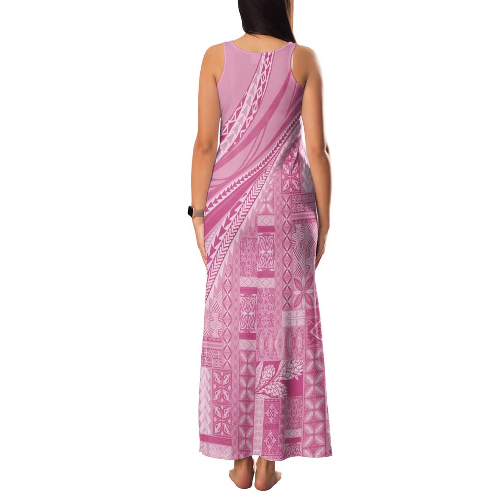 Pasifika Women's Day - Samoa Siapo Malu Tattoo Inspired Family Matching Tank Maxi Dress and Hawaiian Shirt Pink LT7 - Polynesian Pride