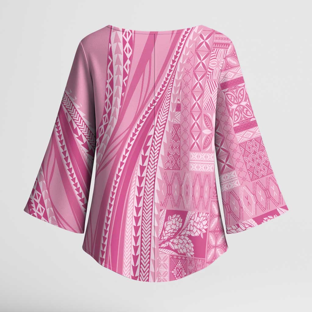Pasifika Women's Day - Samoa Siapo Malu Tattoo Inspired Kimono Sleeve Blouse Pink