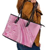 Pasifika Women's Day - Samoa Siapo Malu Tattoo Inspired Leather Tote Bag Pink