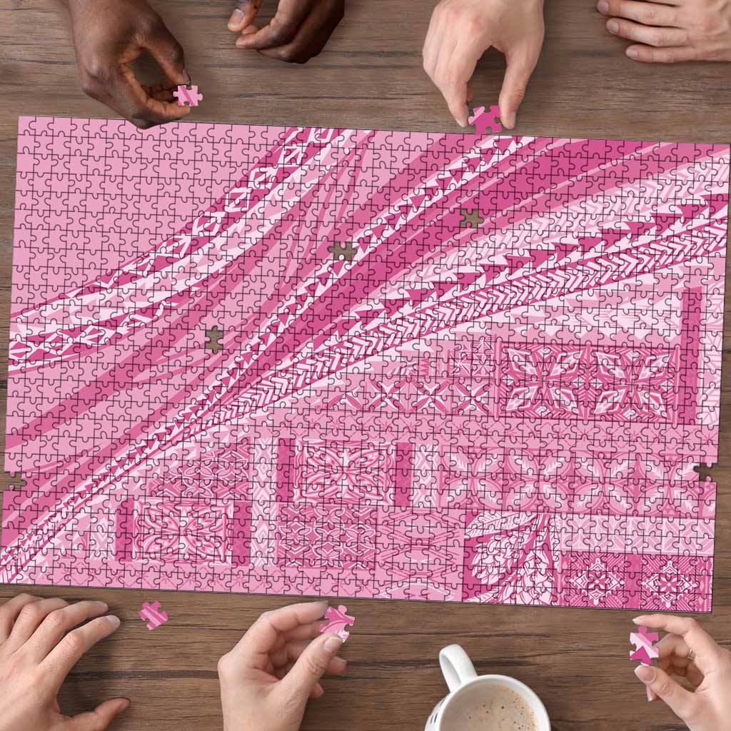 Pasifika Women's Day - Samoa Siapo Malu Tattoo Inspired Puzzle Pink